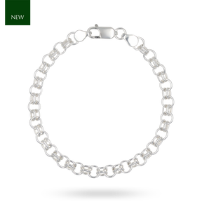 Sterling Silver Double & Single Round Link Bracelet