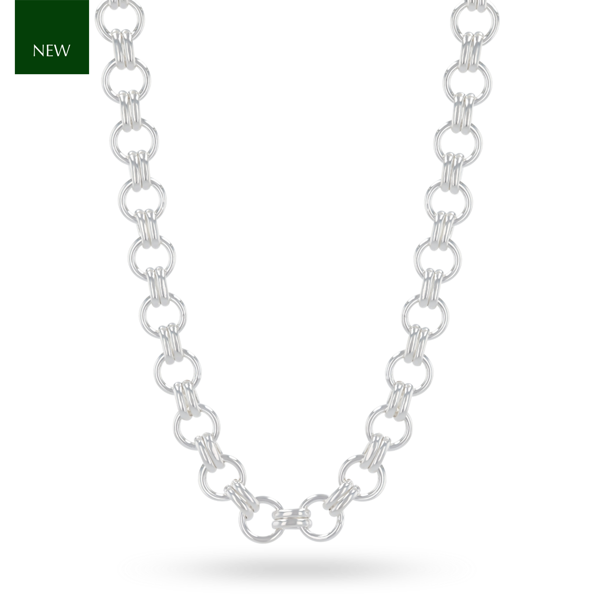 Sterling Silver Double & Single Round Link Necklace