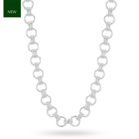 Sterling Silver Double & Single Round Link Necklace