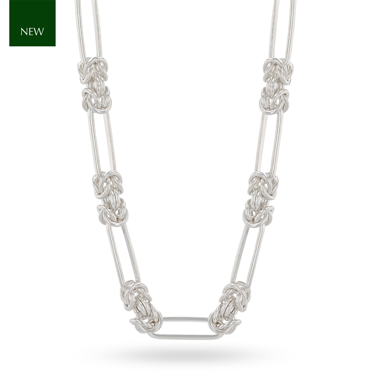 Sterling Silver Byzantine & Elongated Link Necklace