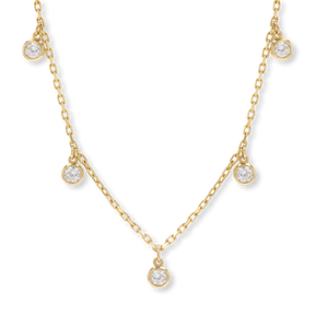 9ct Yellow Gold Bezel Set Cubic Zirconia Droplet Necklace