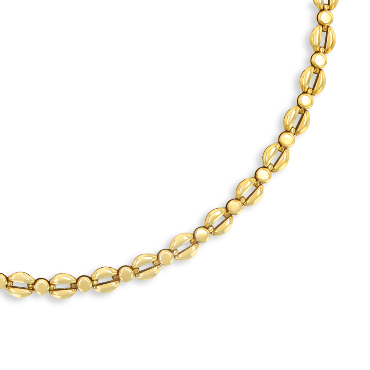 9ct Yellow Gold Flat Round & Open Link Necklace