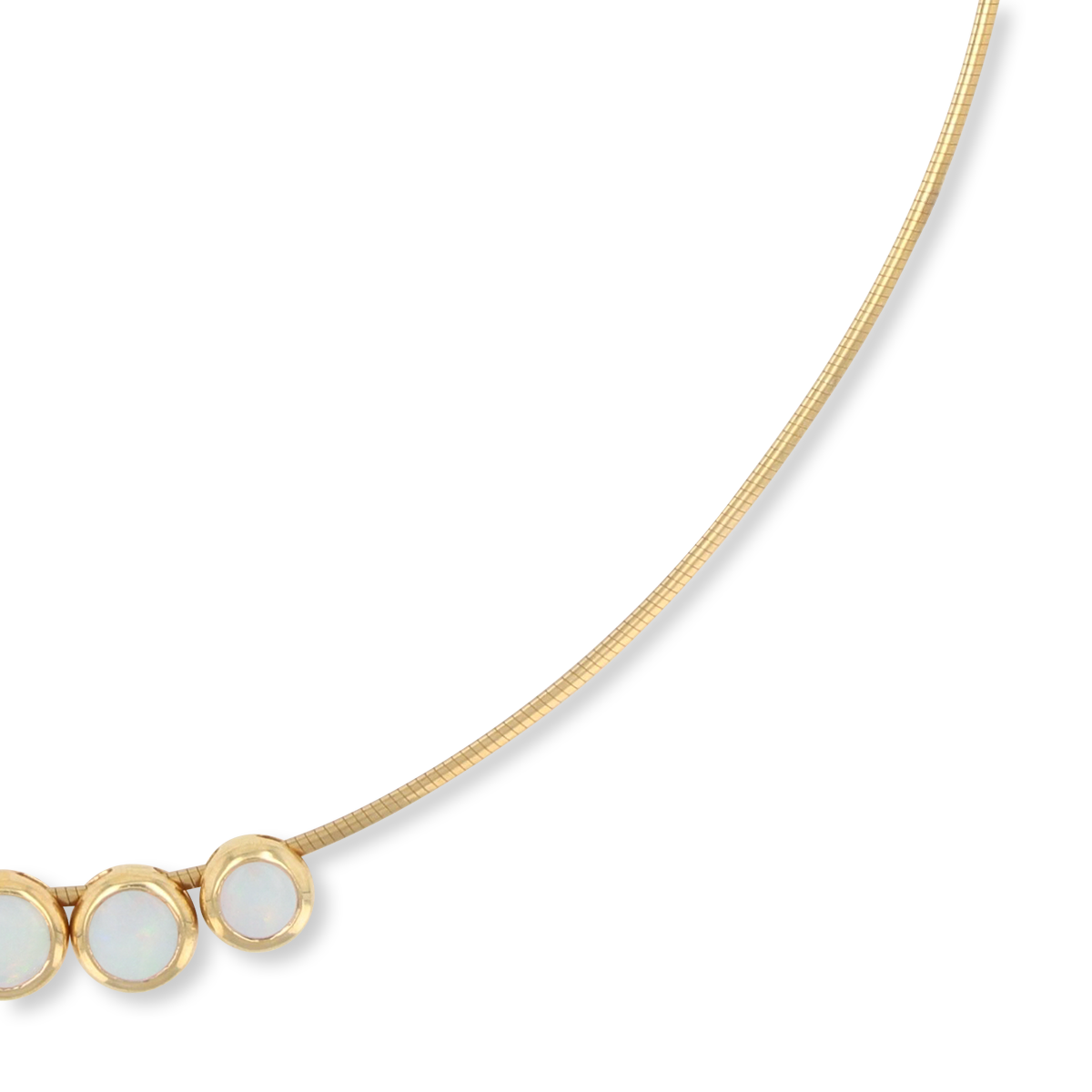 18ct Yellow Gold Graduated Opal Bezel Set Necklace