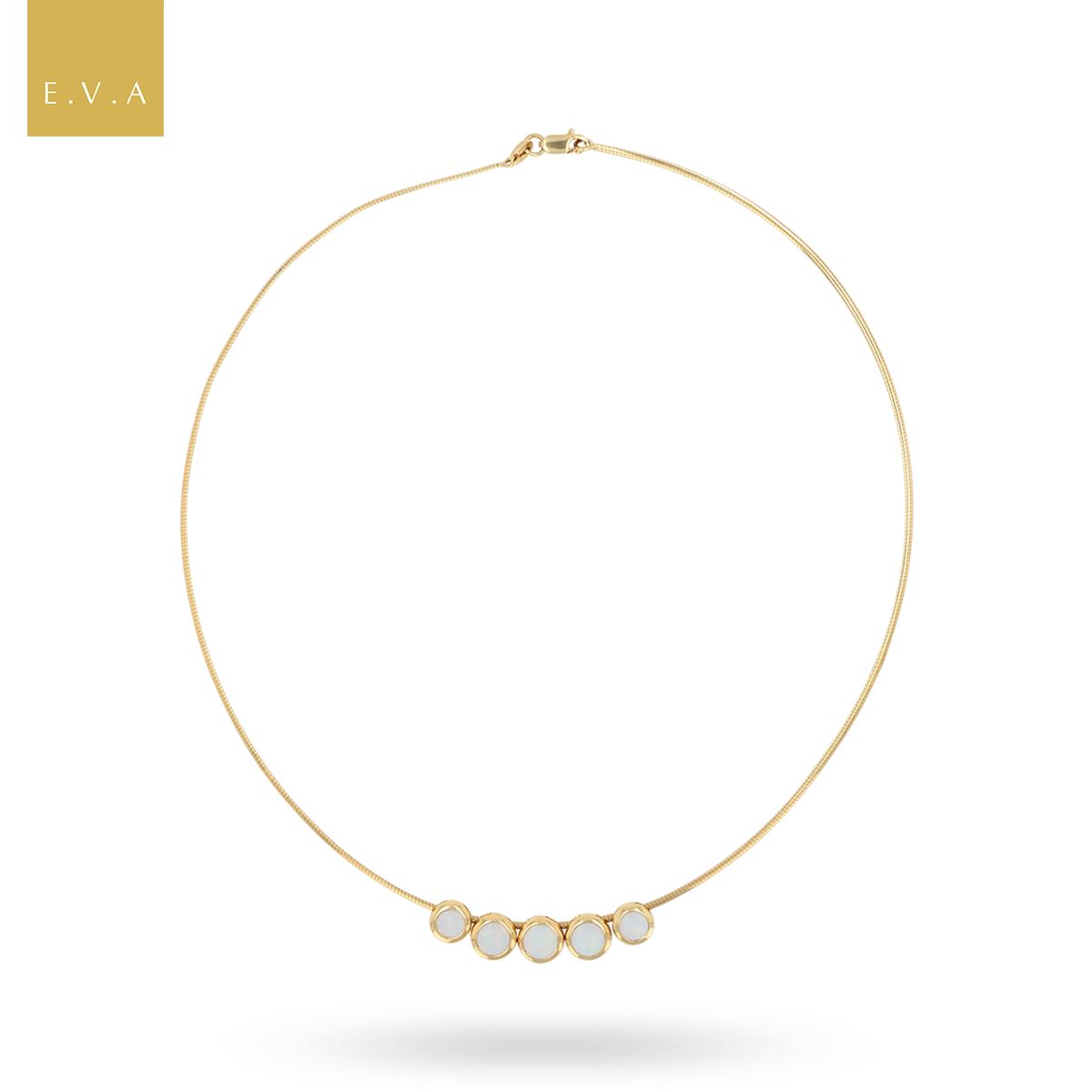 18ct Yellow Gold Graduated Opal Bezel Set Necklace