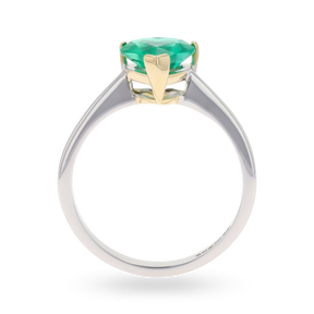 18ct Yellow & White Gold Heart Shaped Emerald Solitaire Ring