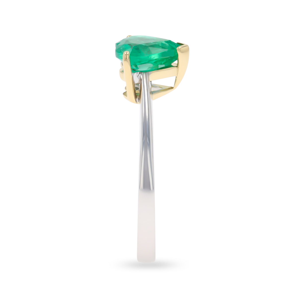 18ct Yellow & White Gold Heart Shaped Emerald Solitaire Ring