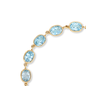 9ct Yellow Gold Blue Topaz Bezel Set Bracelet