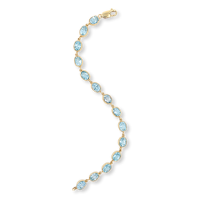 9ct Yellow Gold Blue Topaz Bezel Set Bracelet