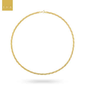 9ct Yellow Gold Diamond Cut Herringbone Plait Necklace