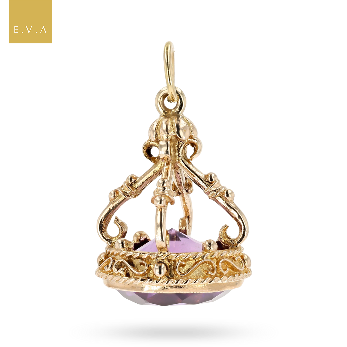 9ct Yellow Gold Amethyst Watch Fob