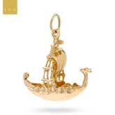 9ct Yellow Gold Viking Dragon Ship Charm