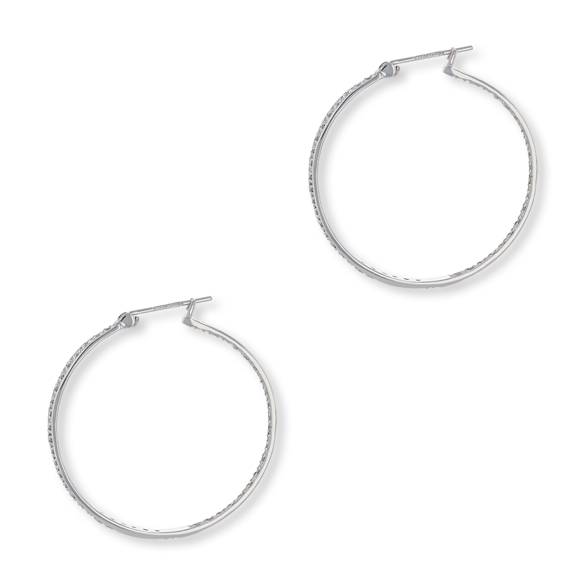 9ct White Gold 30mm Diamond Set Hoop Earrings