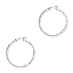 9ct White Gold 30mm Diamond Set Hoop Earrings