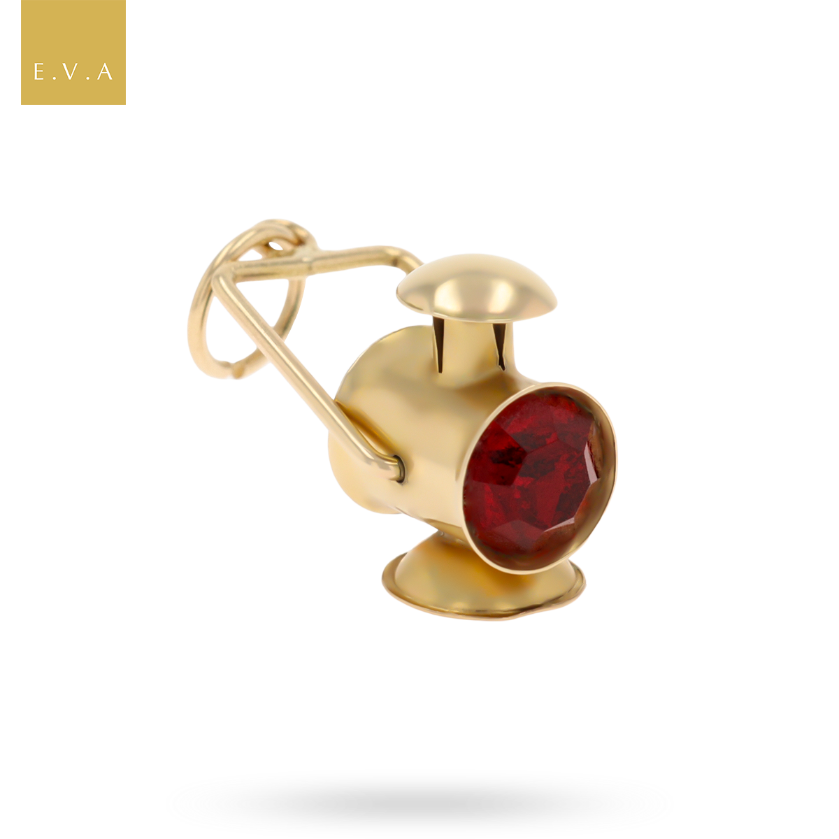 9ct Yellow Gold Red & Green Paste Lantern Charm