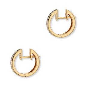 18ct Yellow Gold Sapphire, Ruby, Emerald & Diamond Half Set Hoop Earrings