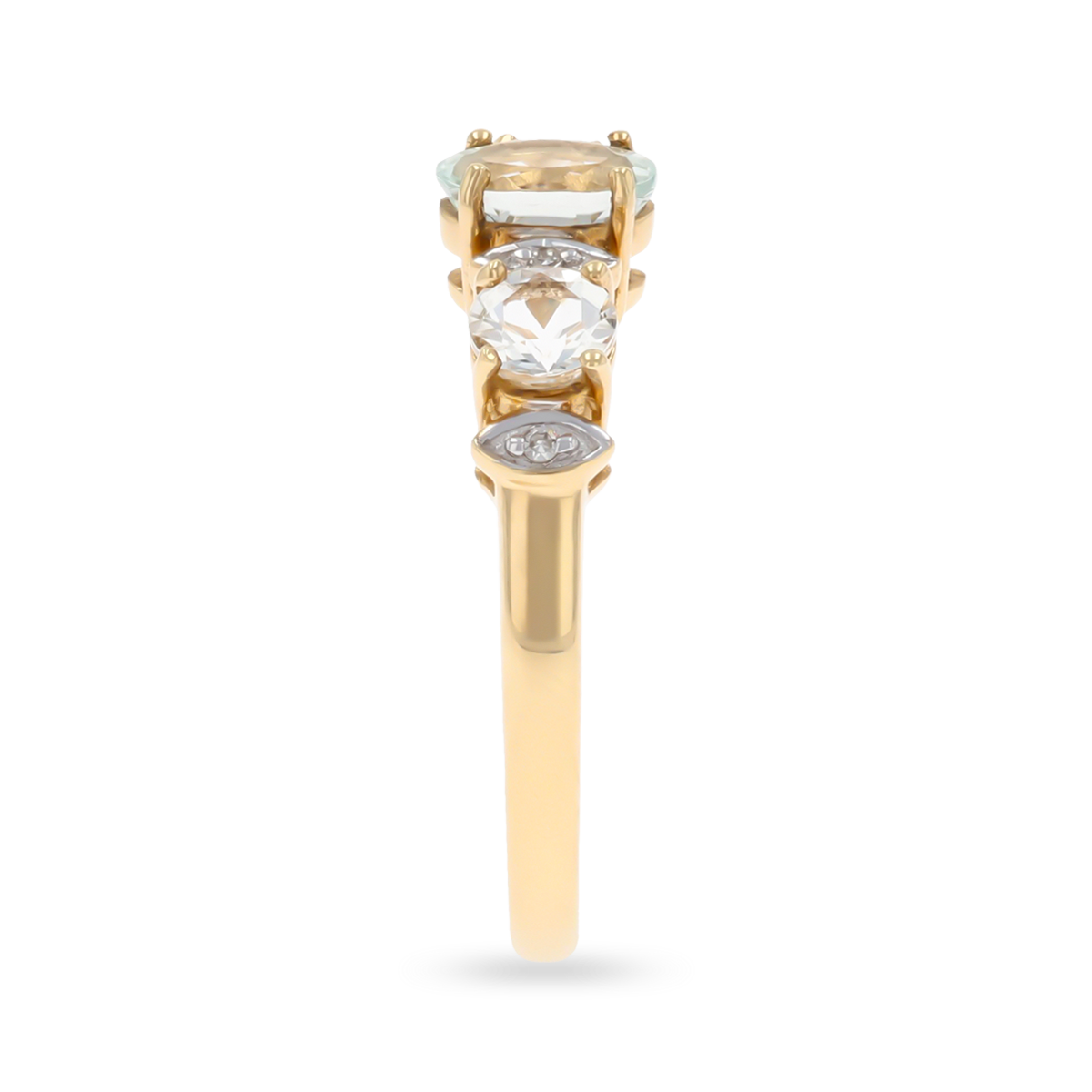 9ct Yellow Gold Green Beryl, Morganite & Diamond Ring