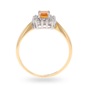 9ct Yellow Gold Fire Opal & Diamond Cluster Ring