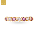 9ct Yellow Gold Pink Sapphire & Cubic Zirconia Seven Stone Ring