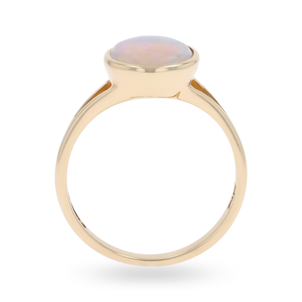 9ct Yellow Gold Water Opal Bezel Set Solitaire Ring
