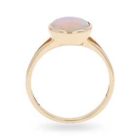 9ct Yellow Gold Water Opal Bezel Set Solitaire Ring