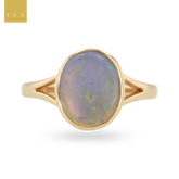 9ct Yellow Gold Water Opal Bezel Set Solitaire Ring