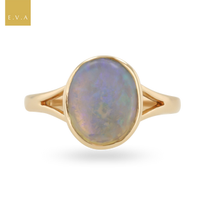 9ct Yellow Gold Water Opal Bezel Set Solitaire Ring