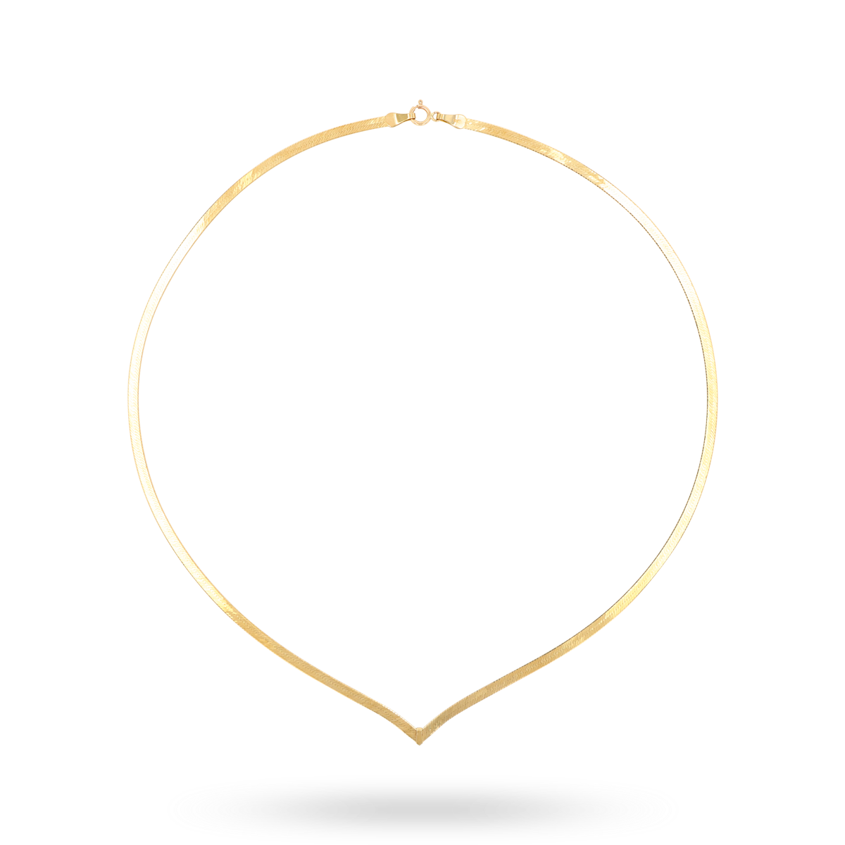 9ct Yellow Gold Plain V-Shape 2.5mm Herringbone Collarette Necklace