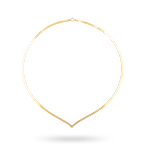 9ct Yellow Gold Plain V-Shape 2.5mm Herringbone Collarette Necklace