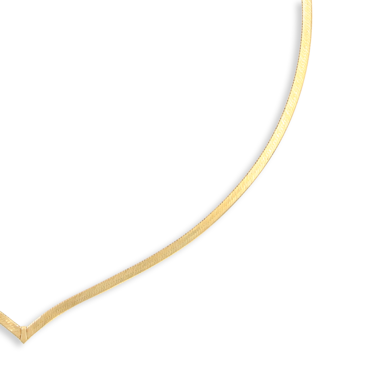 9ct Yellow Gold Plain V-Shape 2.5mm Herringbone Collarette Necklace