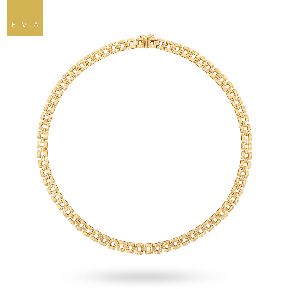 9ct Yellow Gold Plain & Engraved Panther Link Necklace