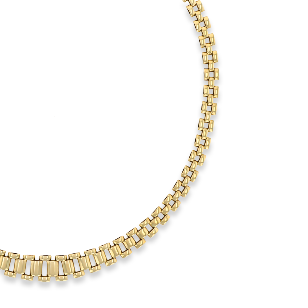 9ct Yellow Gold Graduated Brick Link Necklace