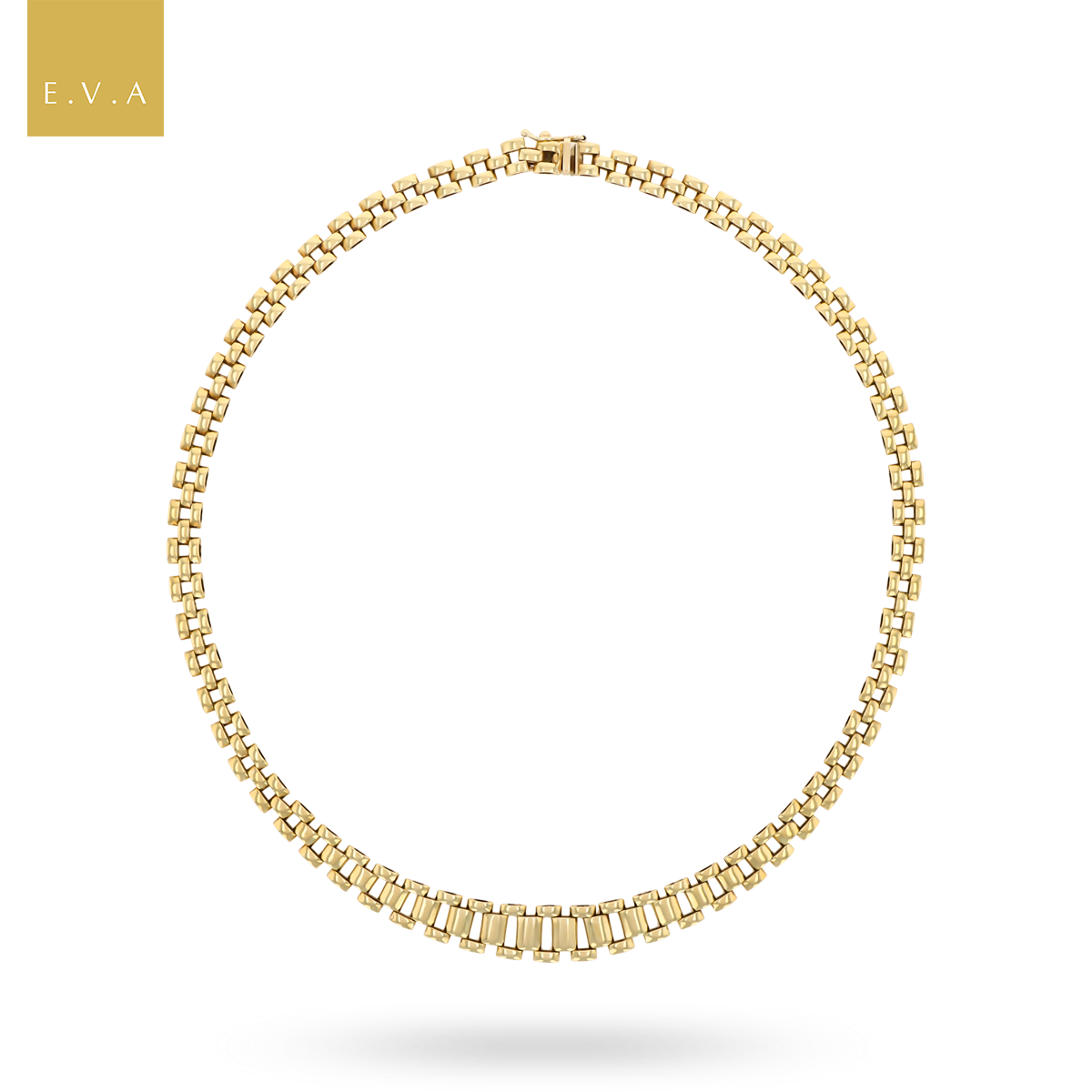 9ct Yellow Gold Graduated Brick Link Necklace