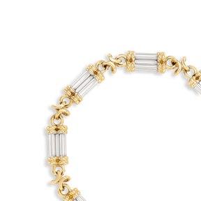 9ct Yellow & White Gold Double Bar & Knot Link Bracelet