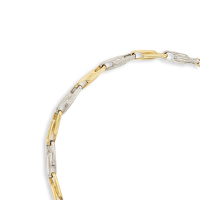 9ct Yellow & White Gold Interlocking Log Link Bracelet