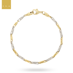 9ct Yellow & White Gold Interlocking Log Link Bracelet