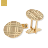 9ct Yellow Gold Tartan Diamond Cut Oval Cufflinks