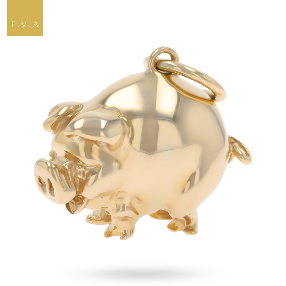 9ct Yellow Gold Large Pig Charm