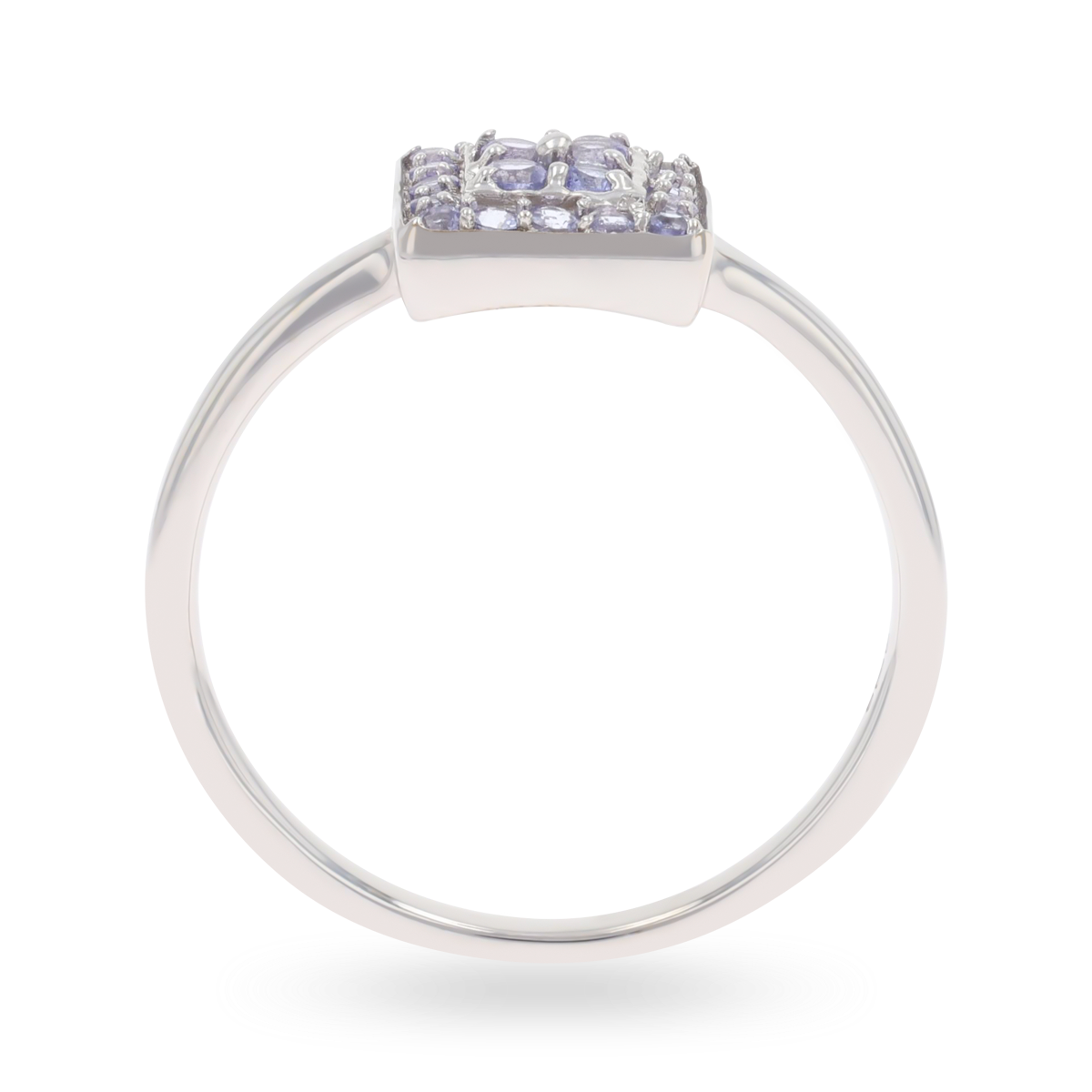 9ct White Gold Square Shaped Tanzanite Cluster Ring
