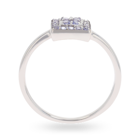 9ct White Gold Square Shaped Tanzanite Cluster Ring