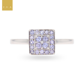 9ct White Gold Square Shaped Tanzanite Cluster Ring