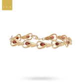 9ct Yellow Gold Teardrop Garnet Set Bracelet