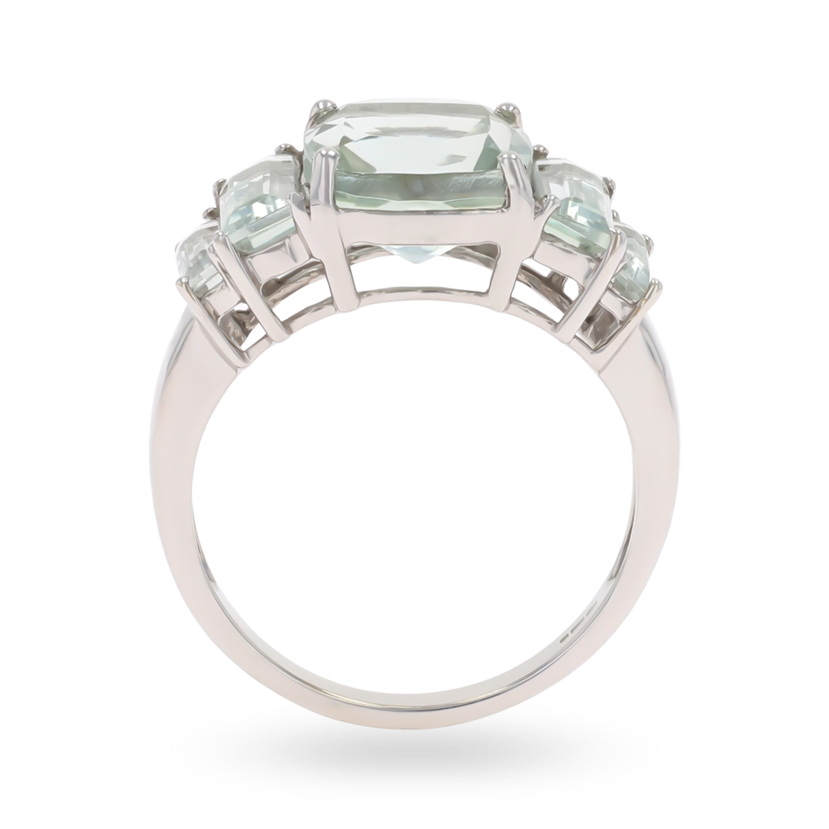 9ct White Gold Prasiolite Five Stone Ring