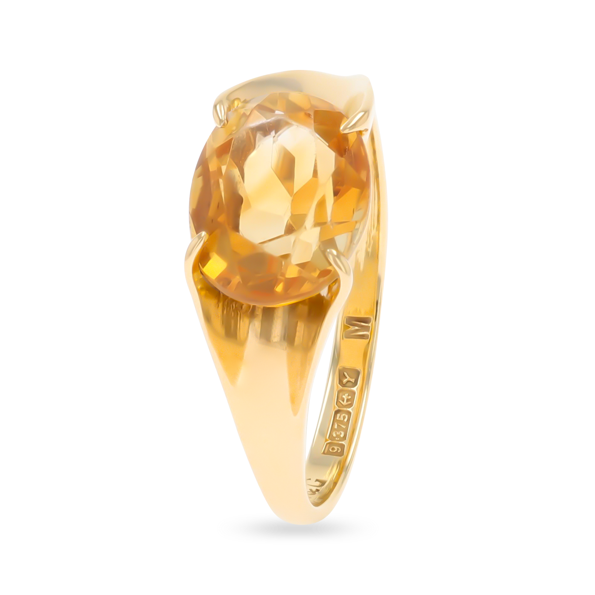 9ct Yellow Gold Horizontal Set Oval Cut Citrine Solitaire Ring