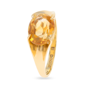 9ct Yellow Gold Horizontal Set Oval Cut Citrine Solitaire Ring