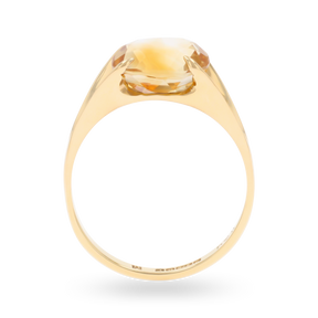 9ct Yellow Gold Horizontal Set Oval Cut Citrine Solitaire Ring