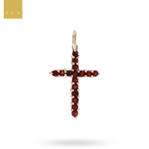 9ct Yellow Gold Claw Set Garnet Cross Pendant