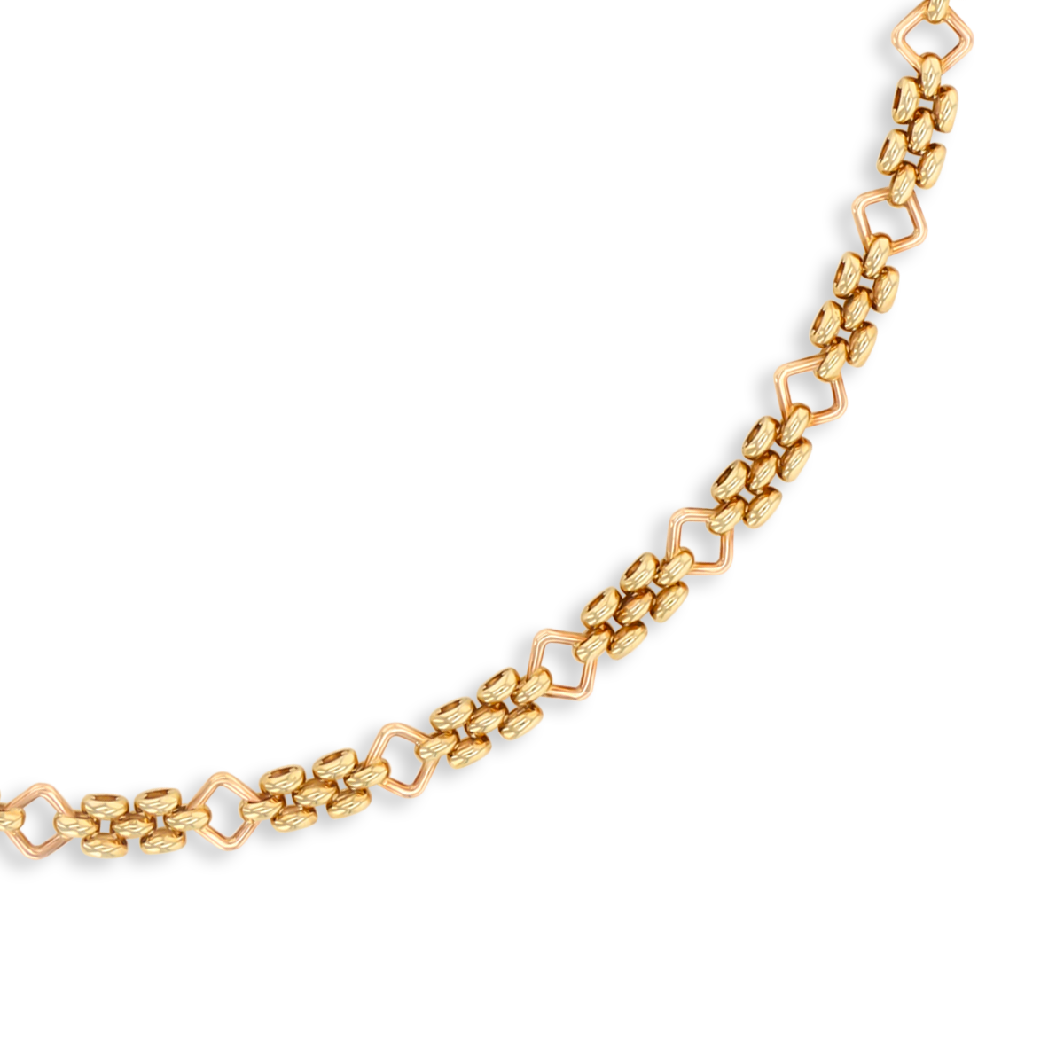 9ct Yellow & Rose Gold Brick Geometric Link Necklace