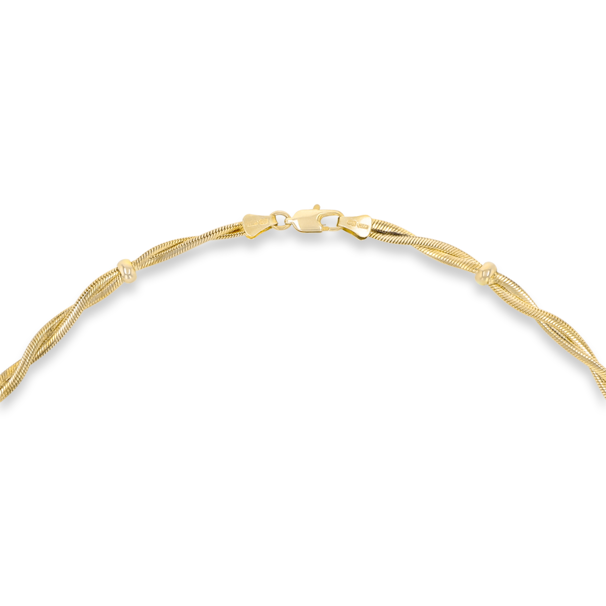 9ct Yellow Gold Beaded Omega Twist Necklace