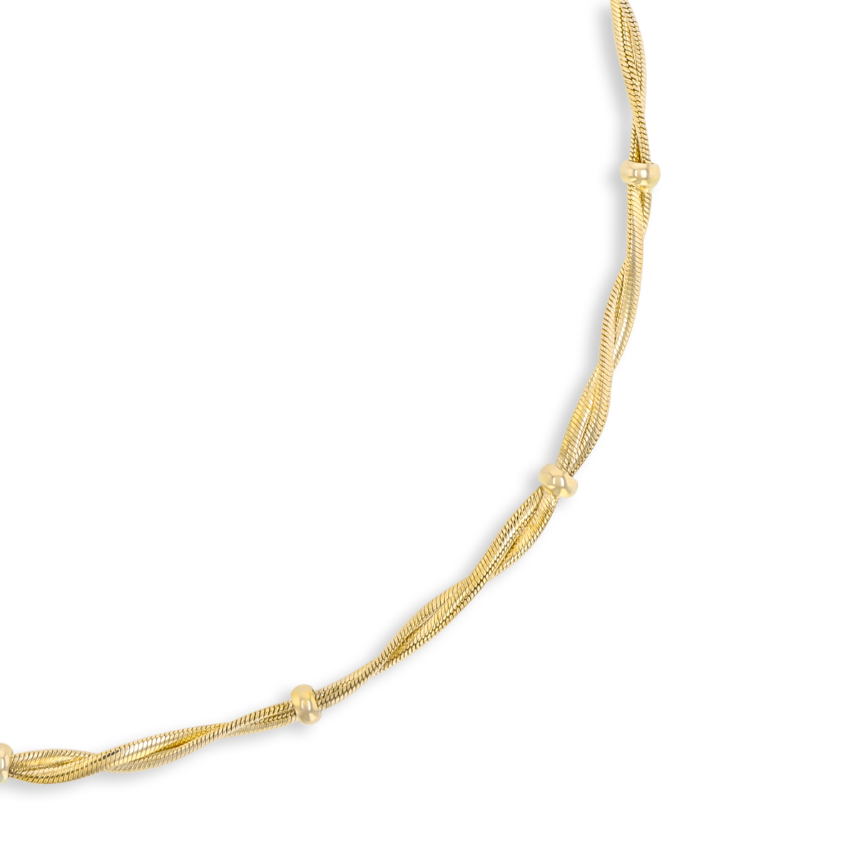 9ct Yellow Gold Beaded Omega Twist Necklace