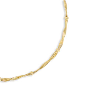 9ct Yellow Gold Beaded Omega Twist Necklace